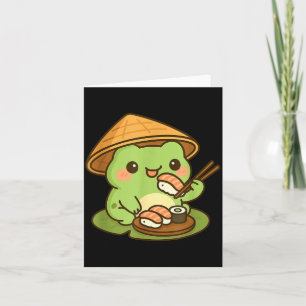 Cartão Sapo Fofo Comendo Sushi Anime Japonês Homens Mulhe