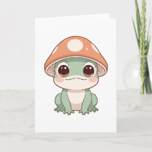 Cartão Sapo Kawaii - Um Cogumelo Bonito Que Cottagecore A