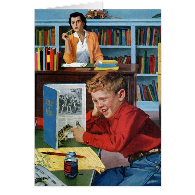 Cartão Sapo na Biblioteca (Frente)