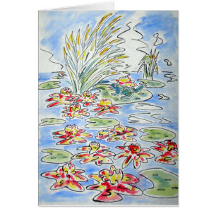 Cartão Sapo na ilustração do watercolour da almofada de