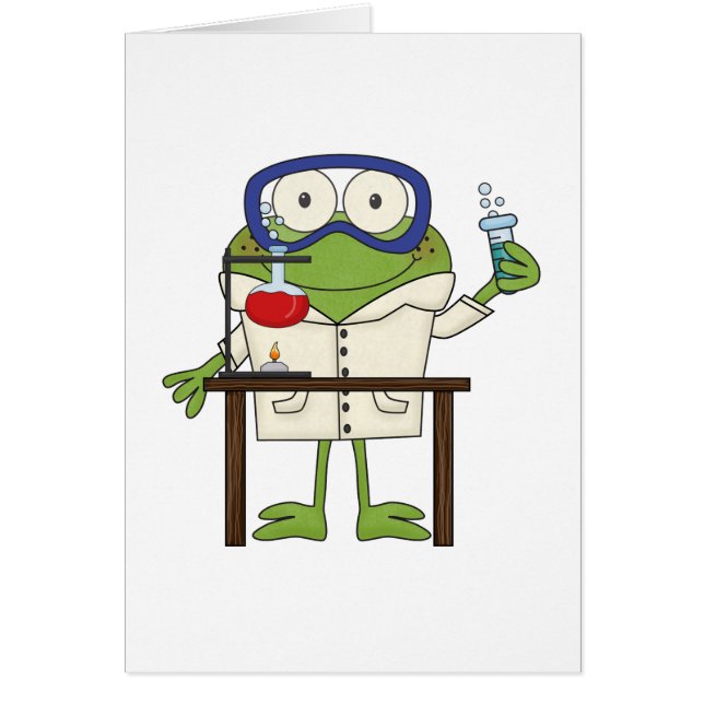 Cartão Sapo no laboratório de ciência (Frente)