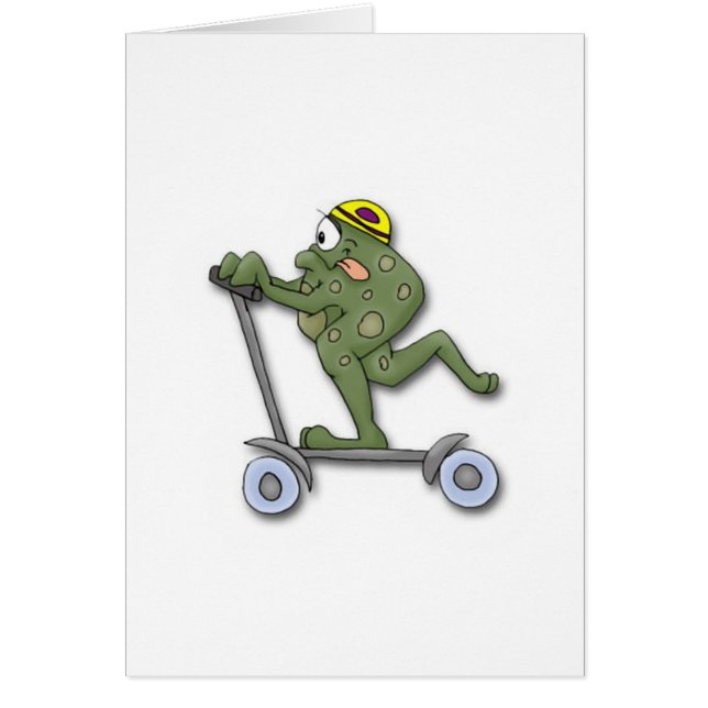 Cartão Sapo no patinete (Frente)