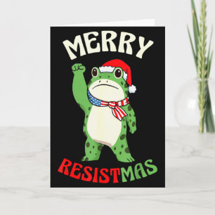 Cartão Sapo Retro Alegre Resistmas Divertido Natal Políti