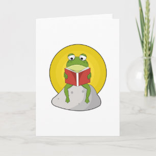Cartão Sapo sobre Pedra com Livro