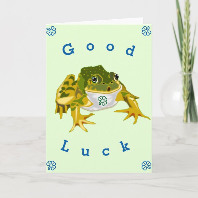 Cartão Sapo Sortudo com Boa Sorte - Seu Texto (Frente)