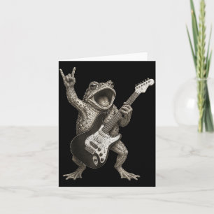 Cartão Sapo Tocando Guitarra Rock And Roll Engraçado
