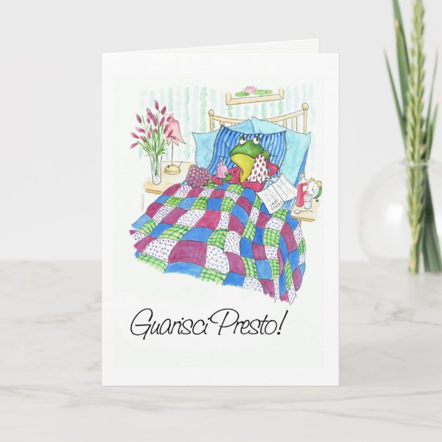 Cartão Sapo Verde Divertido Recebe Bem Em Breve Saudação  (Frente)