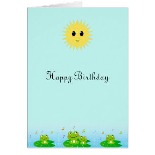 Cartão Sapos bonitos e feliz aniversário do Sol