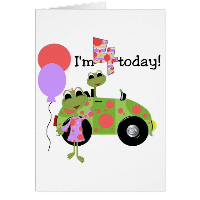 Cartão Sapos de humor 4º Camisetas de aniversário e prese (Frente)