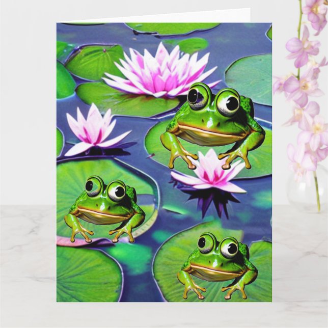 Cartão Sapos De Lotus E Lily Pad (Orquídea)