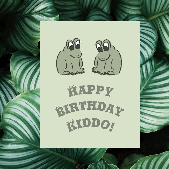 Cartão Sapos Sage Bubble - Feliz Aniversário editável. (Criador carregado)