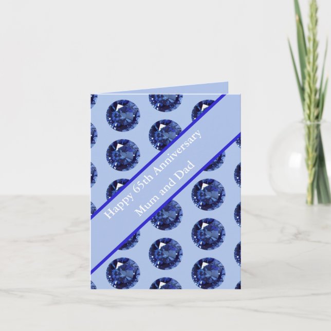 Cartão Sapphire editável do 65 anos (Frente)