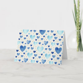 Cartão Sapphire Tide Watercolor Hearts