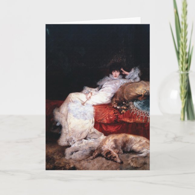 Cartão Sarah Bernhardt with Borzoi (Frente)