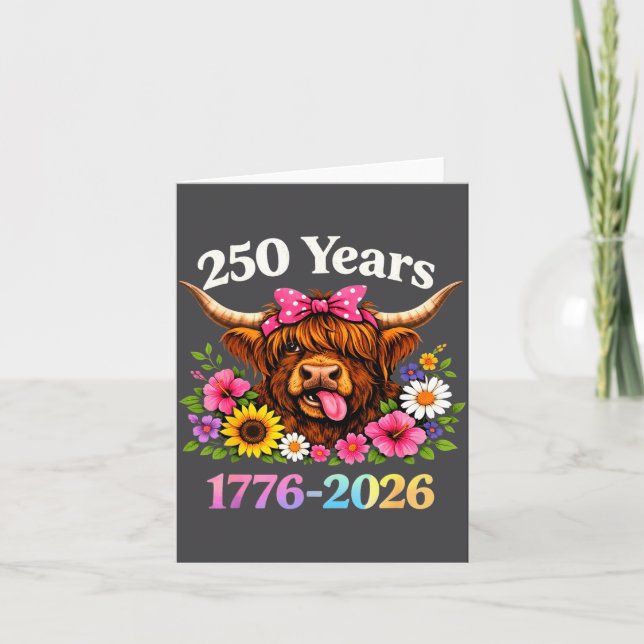 Cartão Sarcasm Highland Cow Happy New 250 Years American  (Frente)