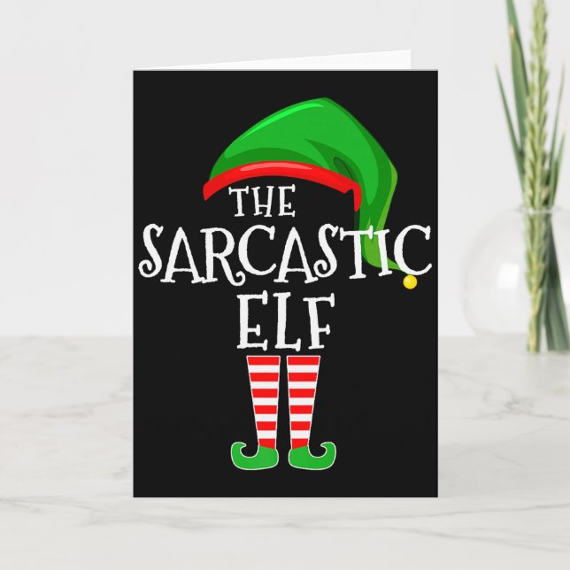 Cartão Sarcastic Elf Family Matching Group Christmas Prem (Frente)