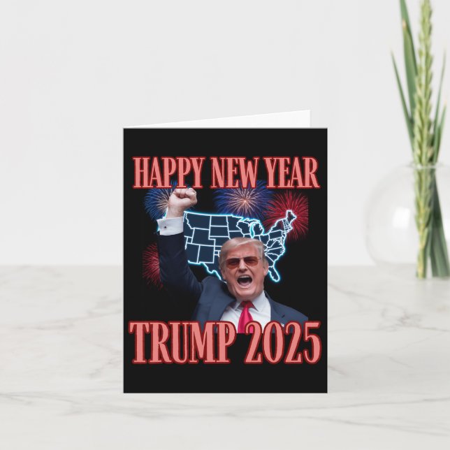 Cartão Sarcastic Trump Feliz ano novo 2025 47º Presidente (Frente)