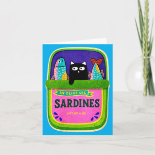 Cartão Sardinha Feminina Peixe Enlatado Gráfico Retro Ver