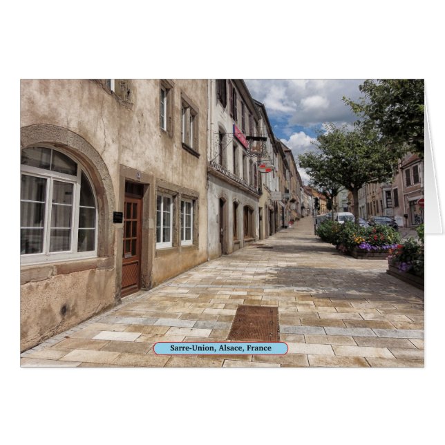 Cartão Sarre-Union, Alsace, França (Frente Horizontal)