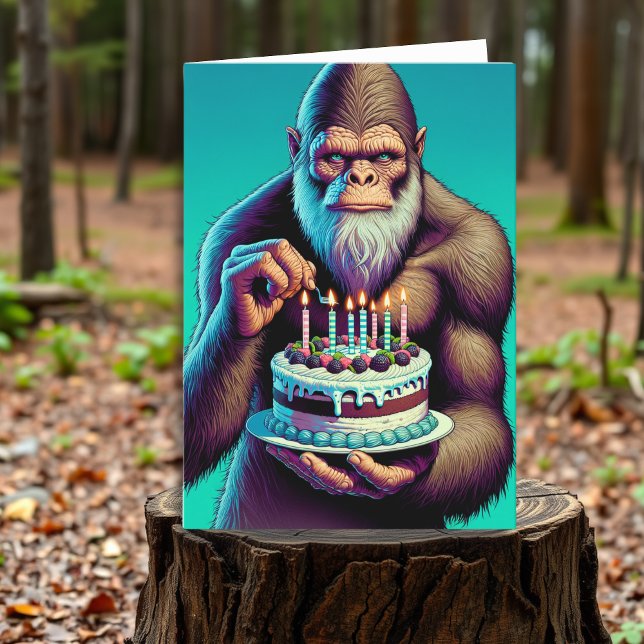Cartão Sasquatch Bigfoot Engraçado Aniversário (Criador carregado)