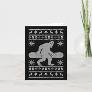 Cartão Sasquatch indo Snowboard Feia Natal Bigfoo