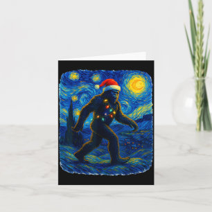 Cartão Sasquatch Natal Pé Grande Chapéu de Papai Noel Van
