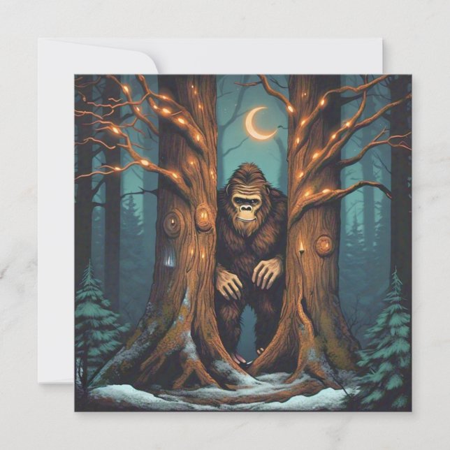Cartão Sasquatch se Escondendo (Frente)