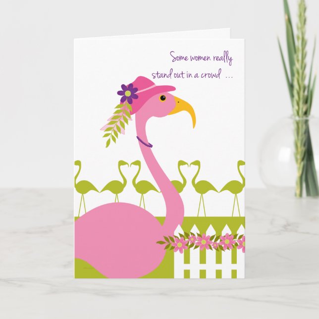 Cartão Sassy Classy Flamingo for Mom on Mother's Day (Frente)