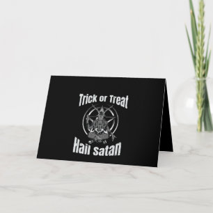Cartão Satã de granizo Pentagram no Halloween