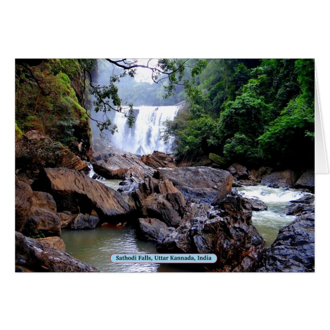 Cartão Sathodi Falls, Uttar Kannada, Índia (Frente Horizontal)