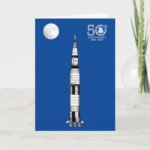Cartão Saturn V rocket, Apollo 11 Moon Landing and Moon: