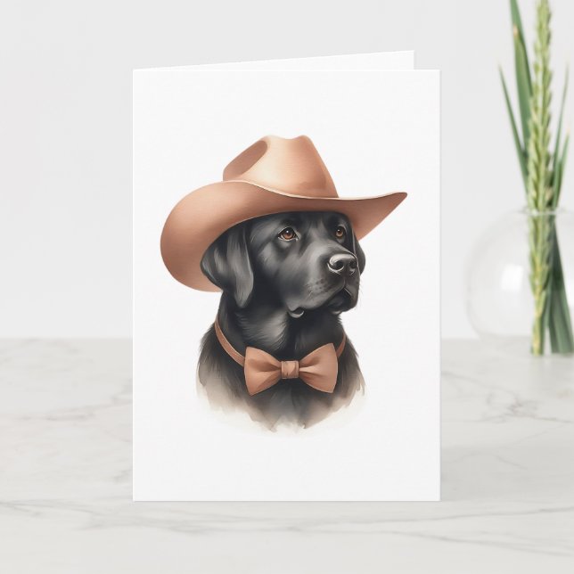 Cartão Saudação ao Vazio Black Lab do Western Cowboy (Frente)