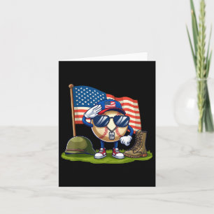 Cartão Saudação Beisebol Americano Bandeira EUA Dia da Me