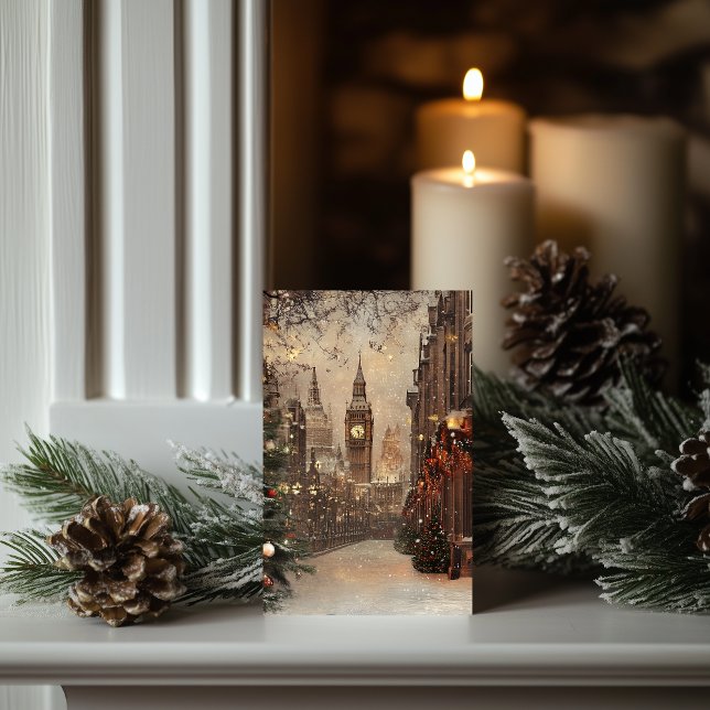 Cartão Saudação Clássica de inverno em Londres Vitoriana (Criador carregado)