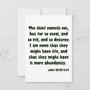 Cartão Saudação da Escritura de Bíblia do John 10:10 KJV