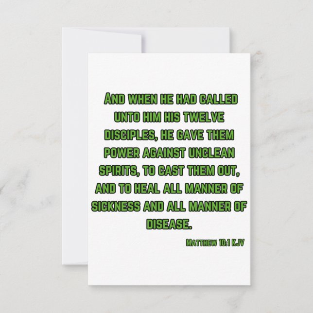 Cartão Saudação da Escritura de Bíblia do Matthew 10:1 KJ (Frente)