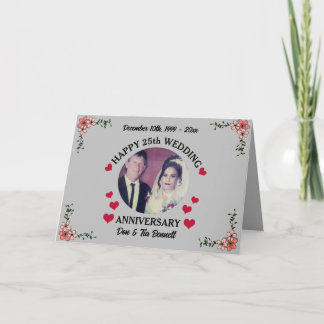 Cartão Saudação de 25 de Casamento de Fotografia Personal