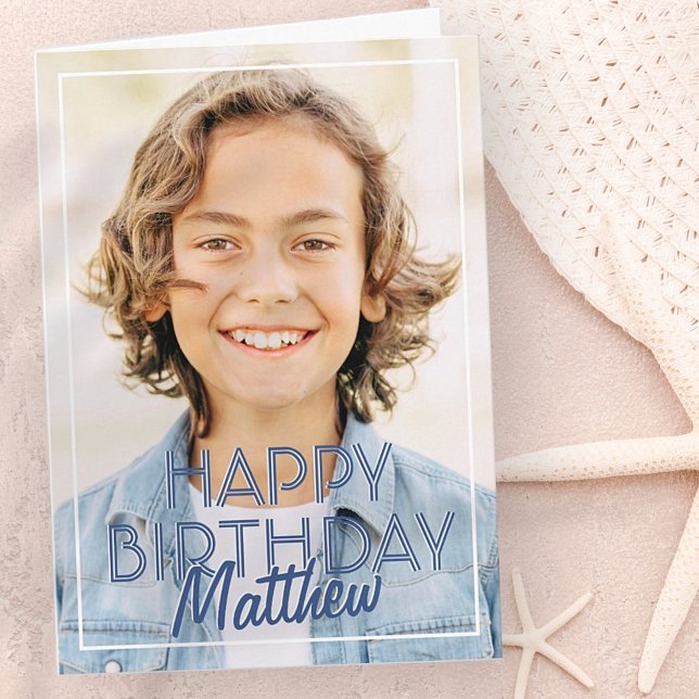 Cartão Saudação de Aniversário da Foto Personalizada de Q (Criador carregado)