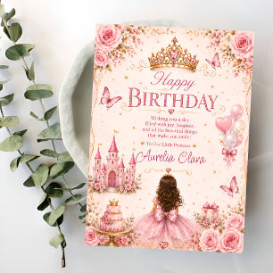 Cartão Saudação de Aniversário da Princesa Rosa