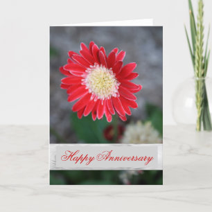 Cartão Saudação de Aniversário de Casamento com flor verm