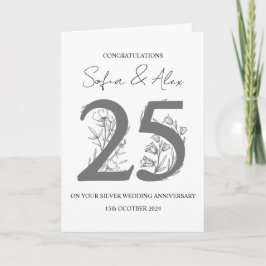 Cartão Saudação de aniversário de casamento da Floral 25