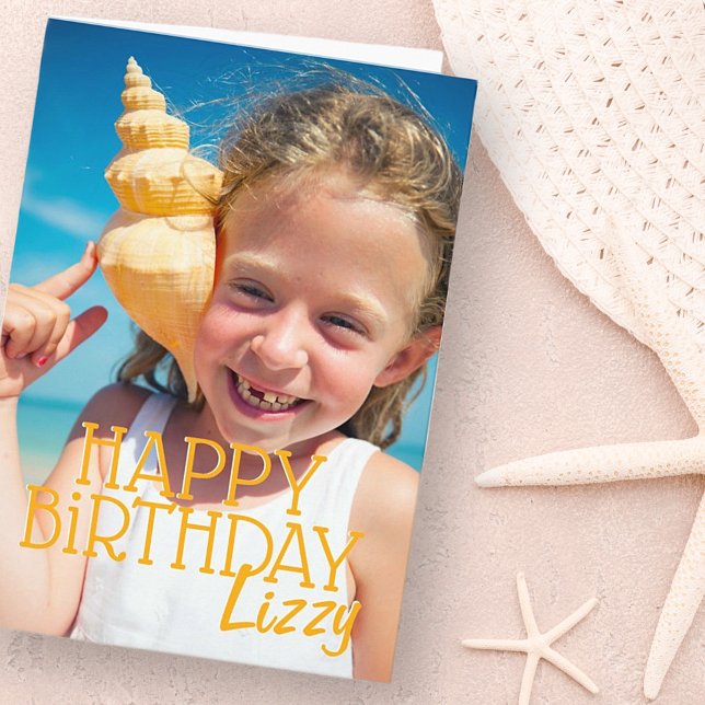 Cartão Saudação de Aniversário de Foto Personalizada Mode (Criador carregado)