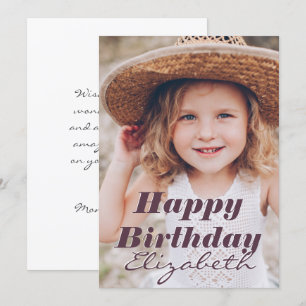 Cartão Saudação de Aniversário de Foto Personalizada Simp