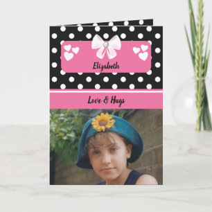 Cartão Saudação de aniversário de fotos em preto e ros