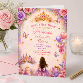 Cartão Saudação de Aniversário de Princesa Encantada Pers