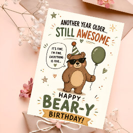 Cartão Saudação de aniversário de urso de desenho animado