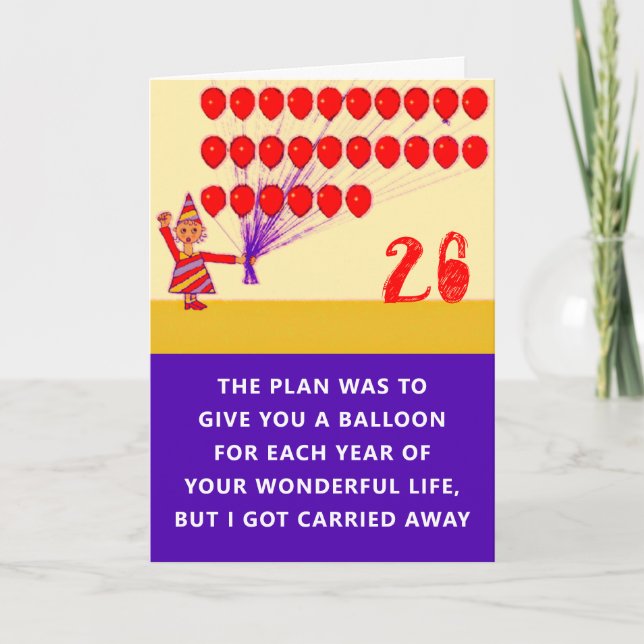 Cartão Saudação de Aniversário do 26º (Frente)