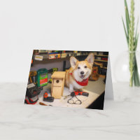 Saudação de aniversário do Carpenter Corgi Birdhou