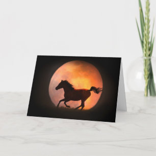 Cartão Saudação de Aniversário do Cavalo e da Lua