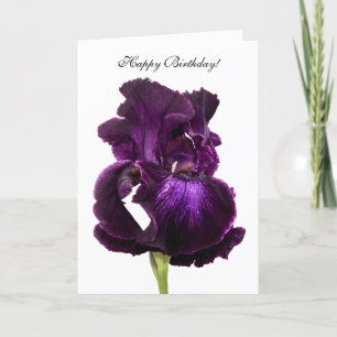 Cartão Saudação de Aniversário Feliz da Iris Púrpura
